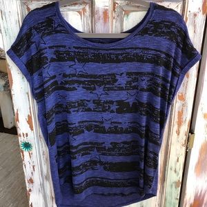 Rock & Republic Cap Sleeve Sweater Blue/Black Star